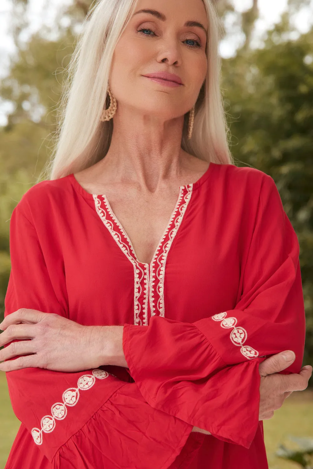 Silky Shape Scout Bell Sleeve Dress in Old Lace