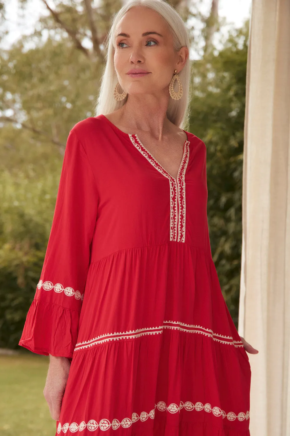 All Season Urban Style Scout Bell Sleeve Dress in Old Lace