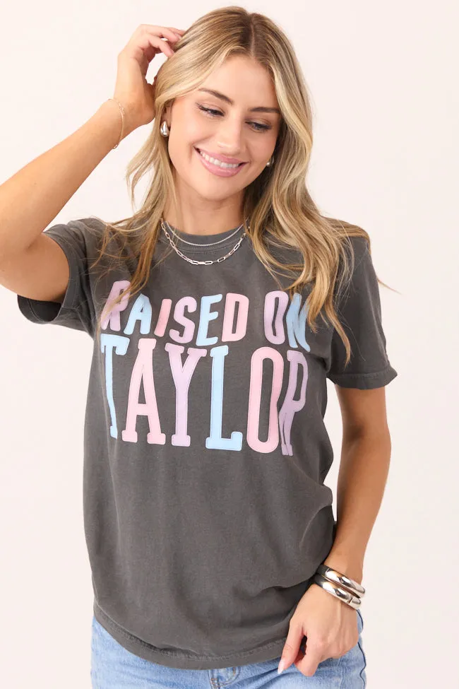 Raised On Taylor Dark Grey Graphic Tee Sustainable Manufacturing