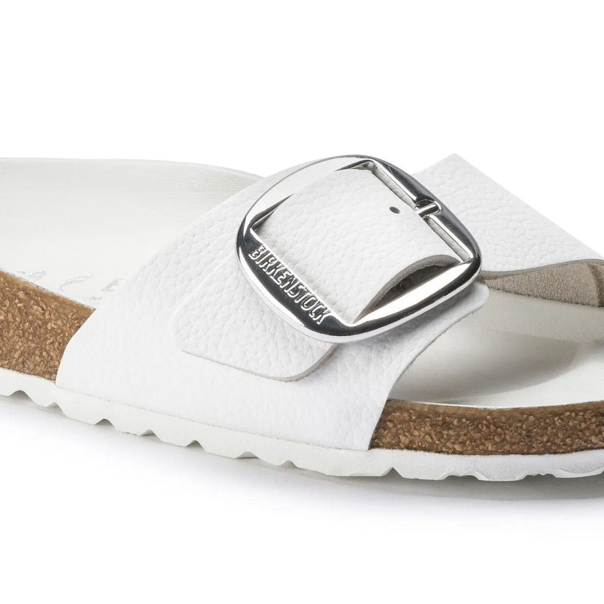 Birkenstock Women's Madrid Big Buckle White Leather Class Day Leaf Path