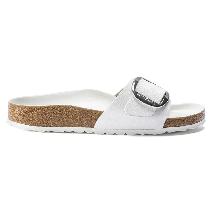 Tear Resistant Upper Smart Fit Birkenstock Women's Madrid Big Buckle White Leather