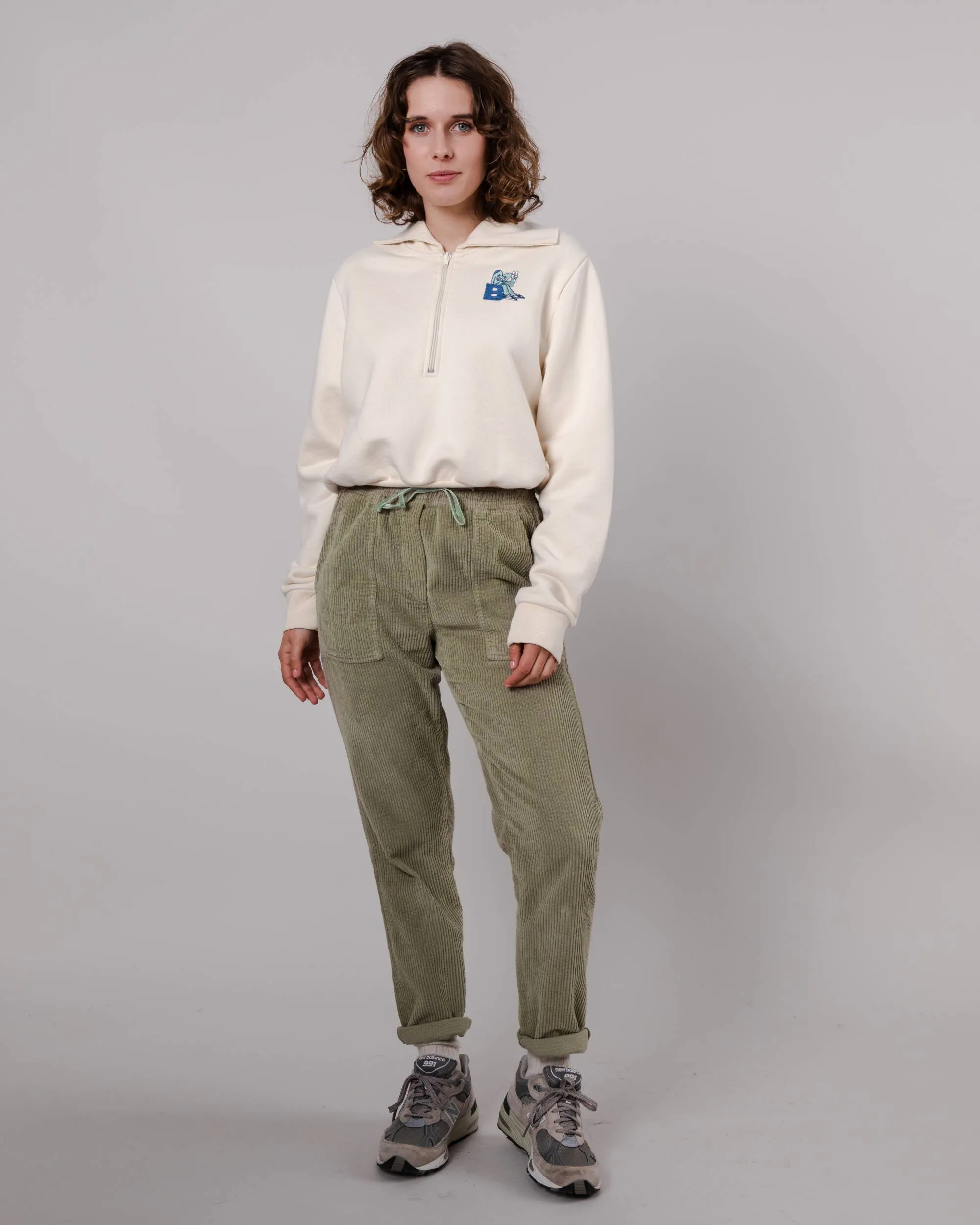 Patch Pocket Corduroy Pants Pale Green Versatile staple