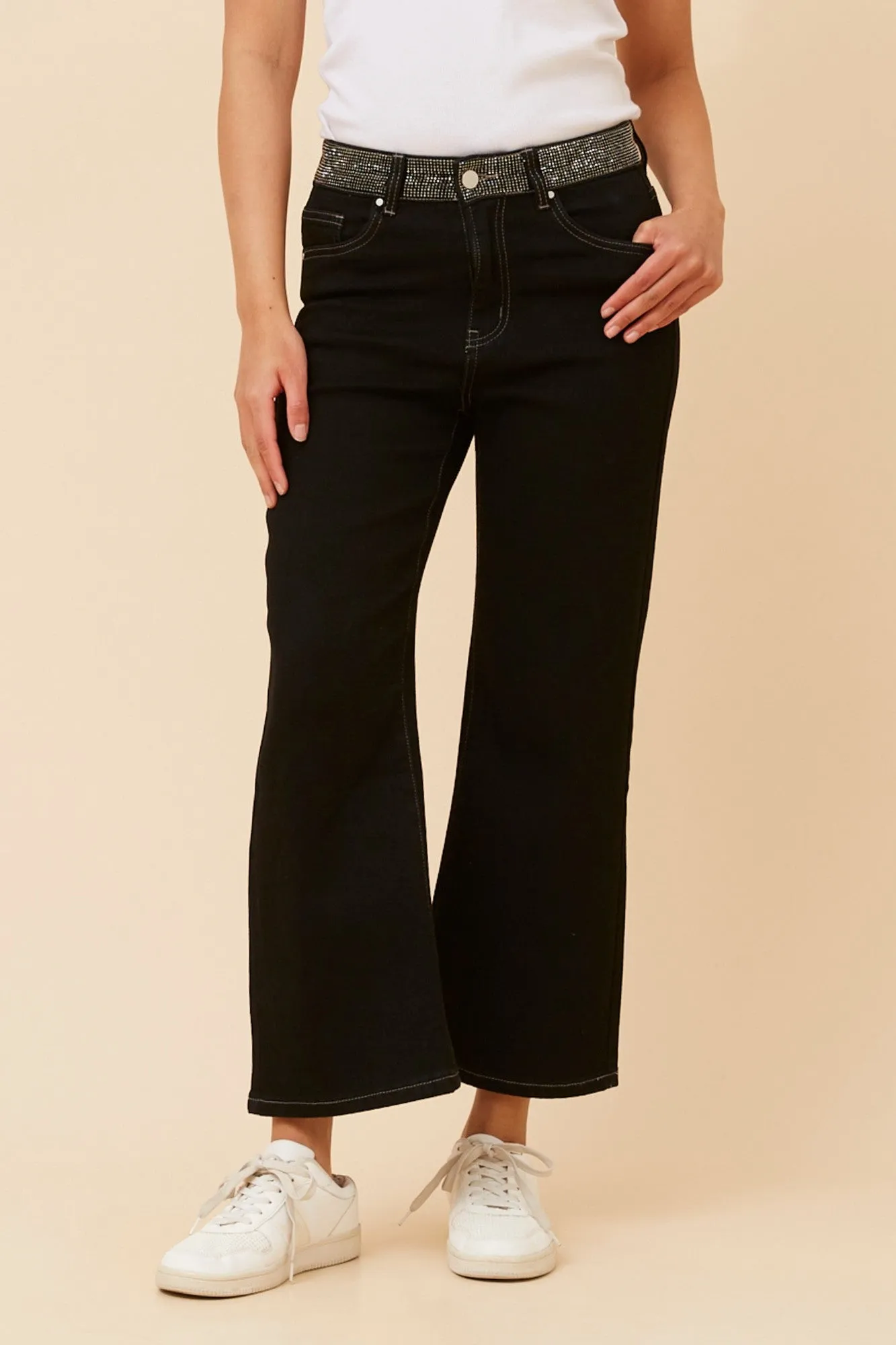 FABIANA DIAMANTE DENIM PANTS Twill Weave Texture Comfortable Cut
