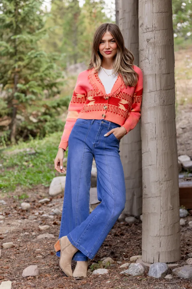 Zendaya Pink Fringe Print Cardigan CompactKnit