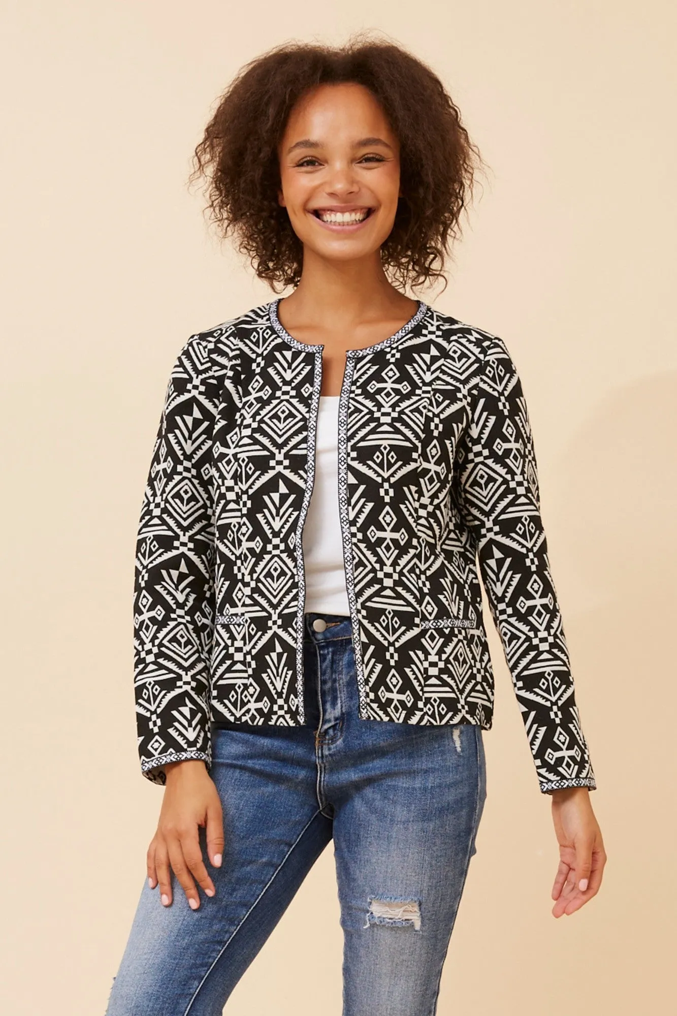 FRANCILLE JACQUARD JACKET Calm Day Fit