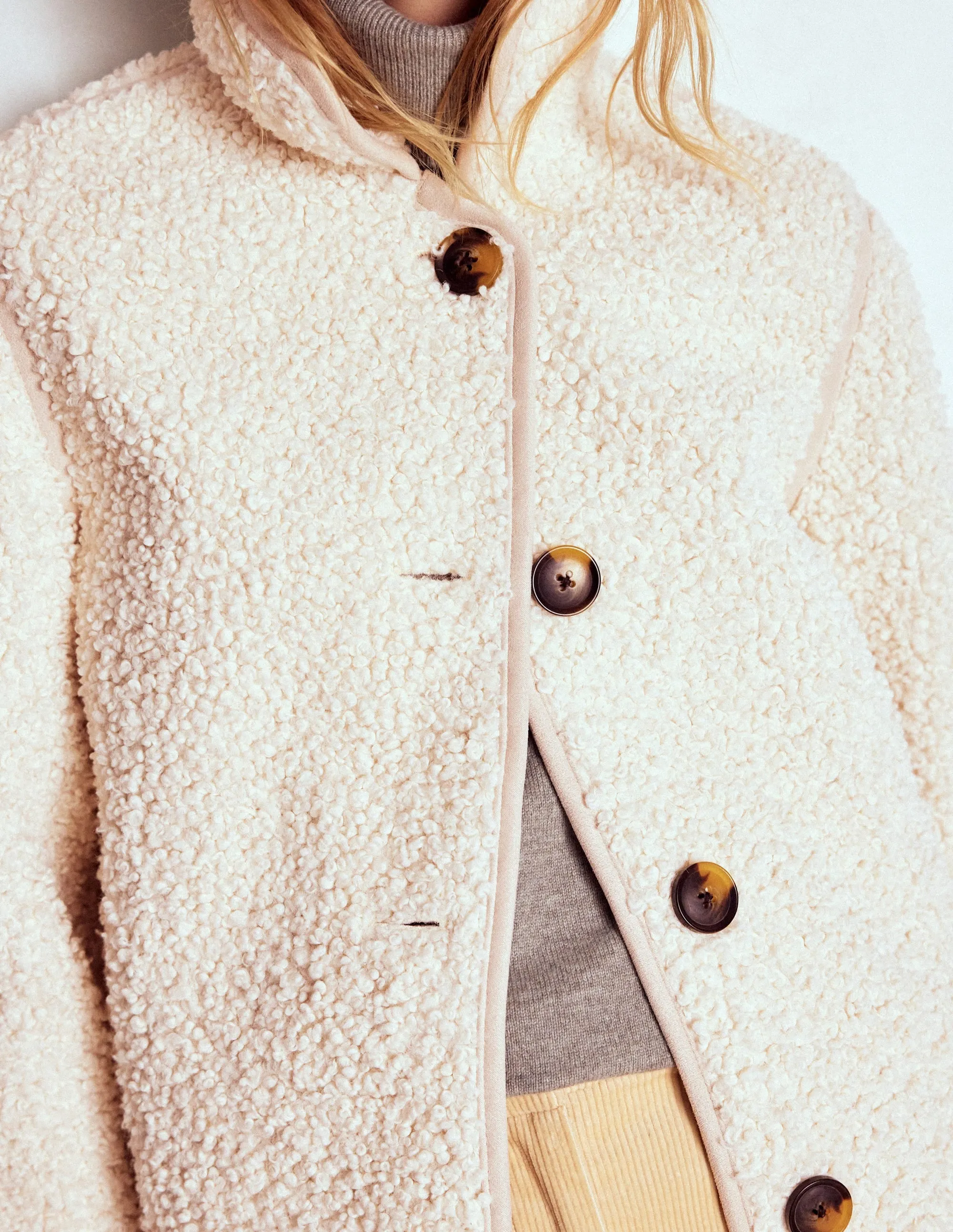 Borg Jacket-Curly Natural Borg Eco Certified Textile Soft Interior Coating