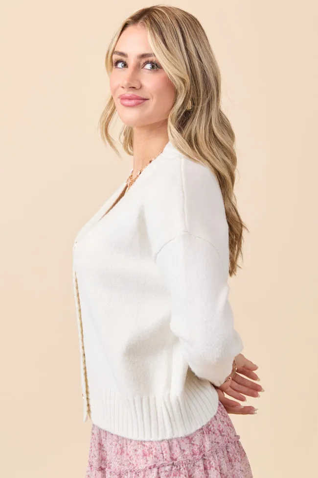 Peace Flow Fresh Ease Raven Heart Print Off-White Cardigan