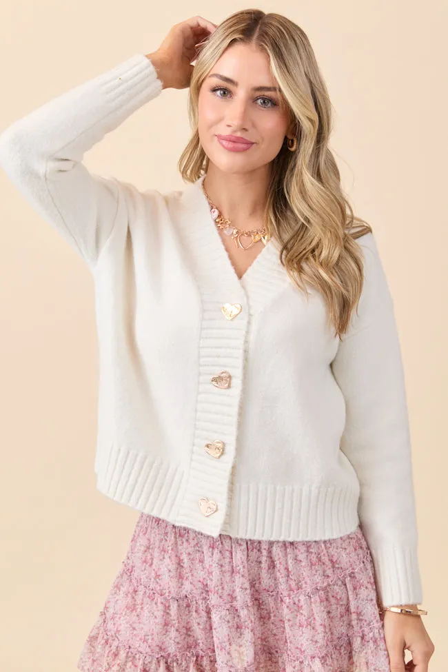 Raven Heart Print Off-White Cardigan Ergonomic Pattern Commute Ease