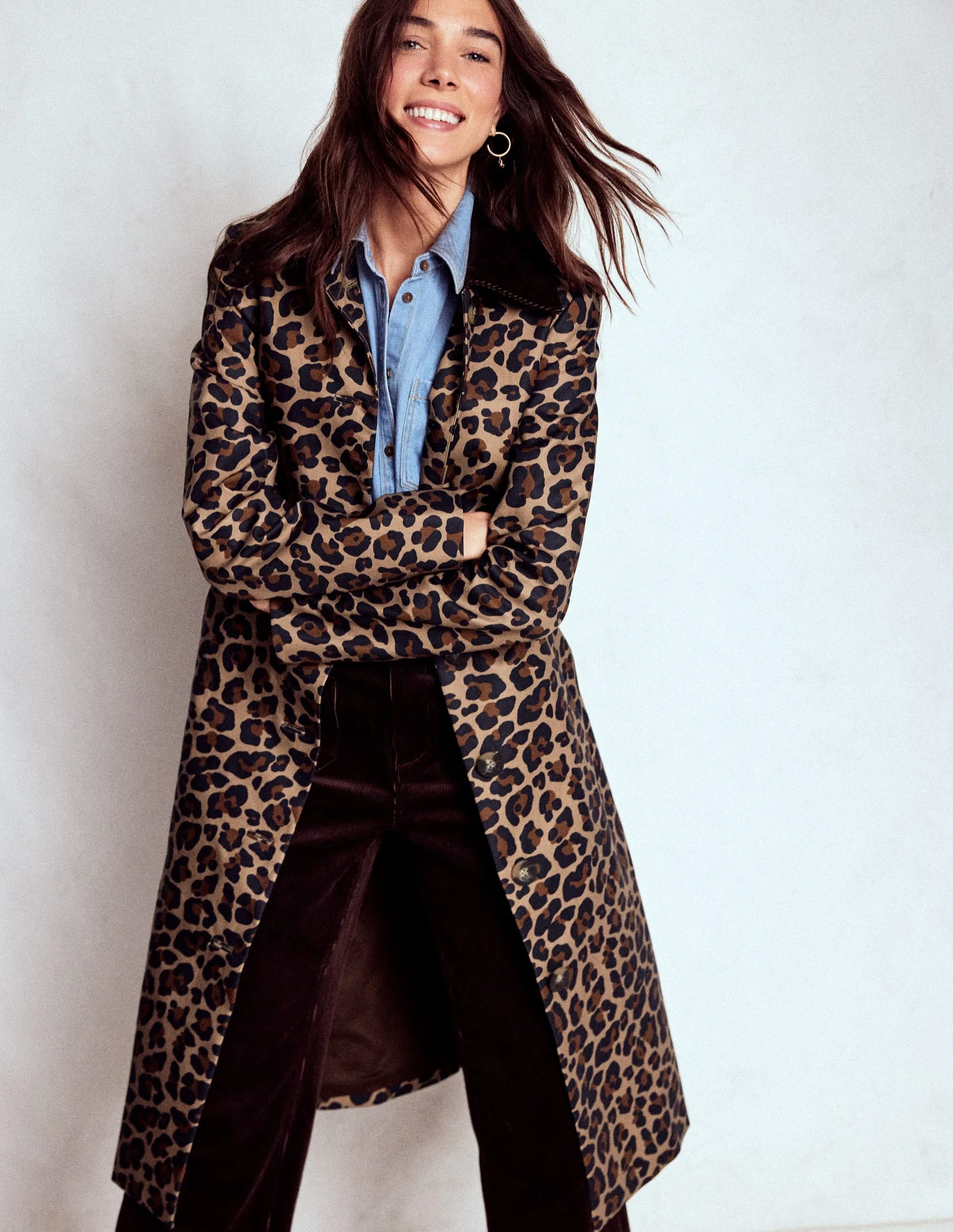 Lancaster Belted Mac-Leopard windproof All Season Versatility