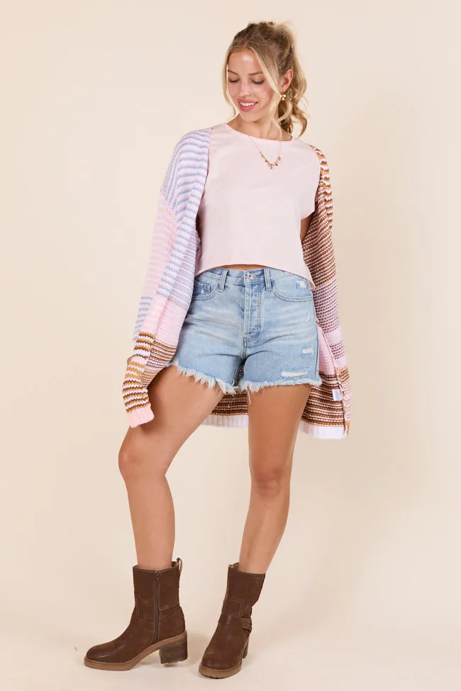 Translucent Soul Shelbie Long Sleeve Blue and Pink Open Cardigan SALE