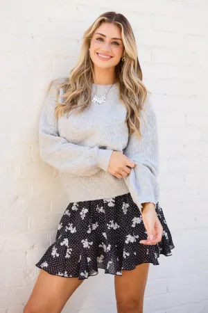 Sherri Heather Grey Cable Knit Sweater Work Safe Shoot Mood