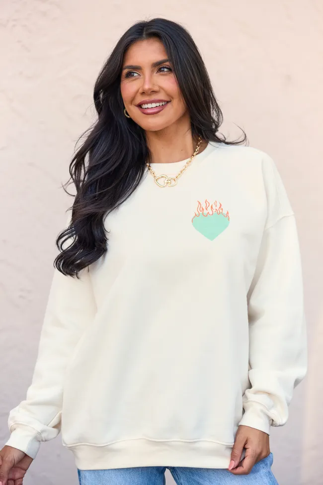 Wave Core DurableCoverstitch Show Business Cream Graphic Sweatshirt