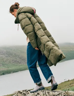 Longline Padded Coat-Woodland Green YKK Fasteners InterchangeableLining