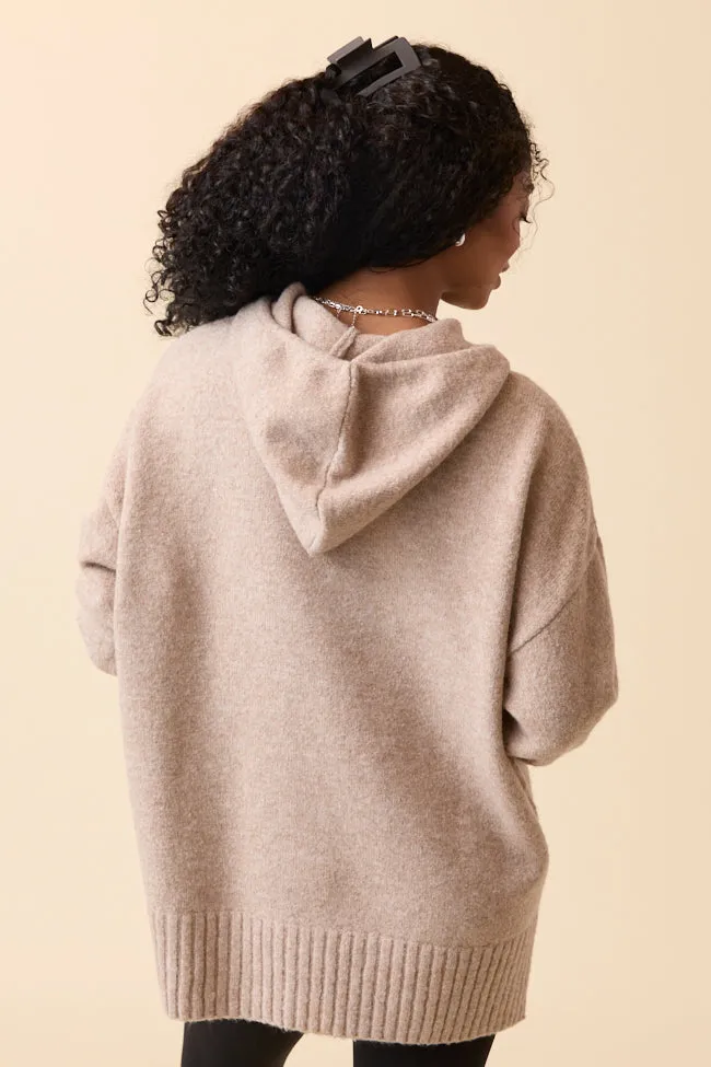 Wide Glow Etta Heathered Oat Hooded Sweater