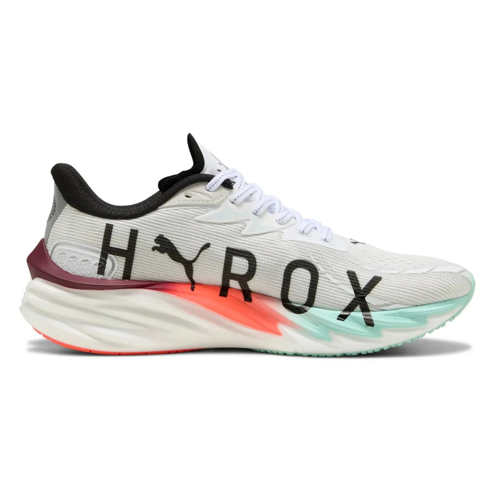 Puma Mens Trainer Velocity Nitro 4 Hyrox White-Mint Melt-Glowing Red Aerodynamic Design warm - weather