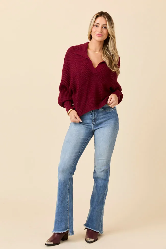 WeightlessLayeringPiece StainlessZippers Grace Claret Notch Neck Pullover Sweater Emily Fauver X Pink Lily