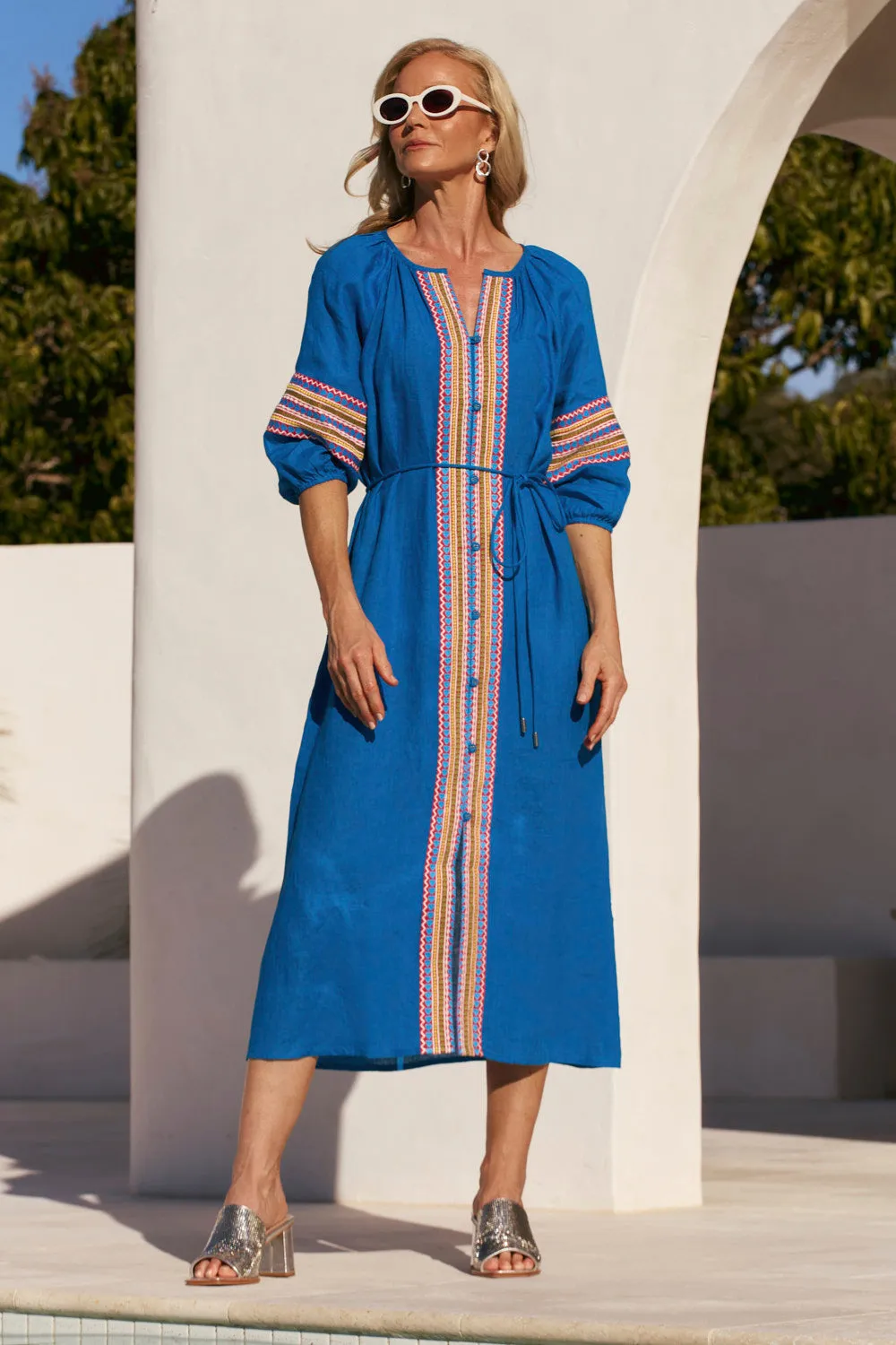 Winnie Linen Tunic Dress in Mediterranean Perfect Wearable