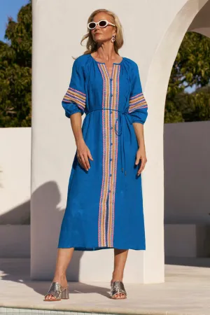 Winnie Linen Tunic Dress in Mediterranean Perfect Wearable