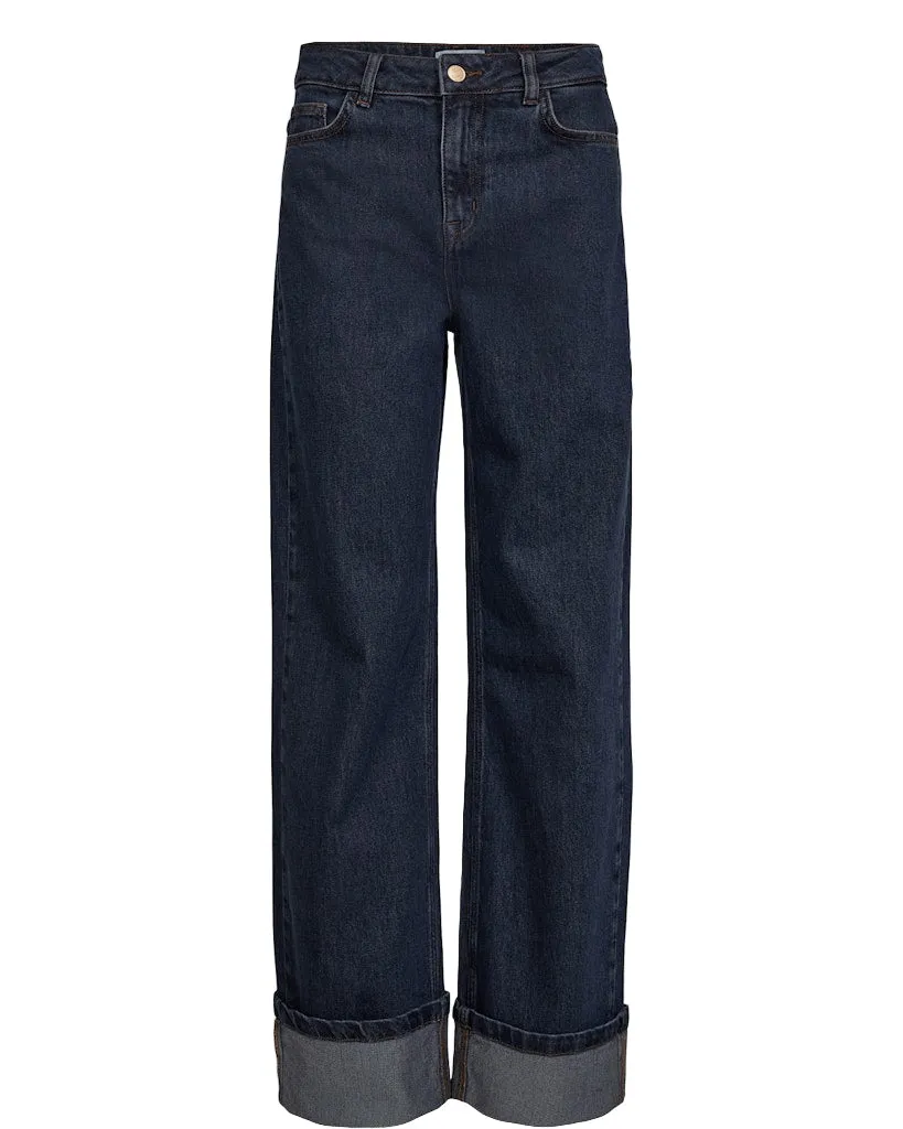 Travel Ready Numph Womens Jean Toronto Wide Dark Denim Blue