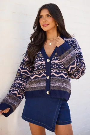 Juliet Oversized Fair Isle Cardigan World Tone Casual Shoes