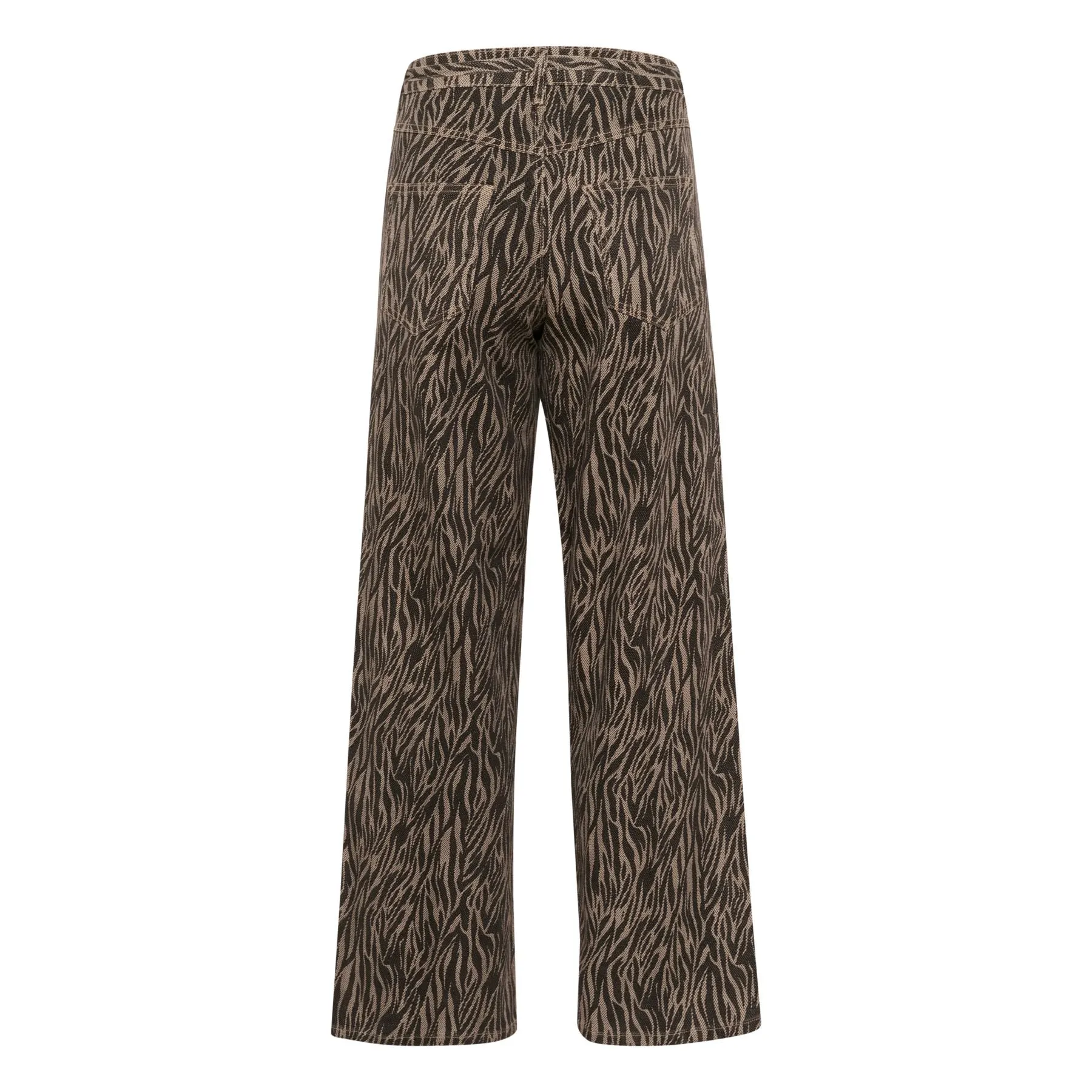 Kaffe Womens Trousers Leondra HW Straight Jeans Feather Gray/Black Animal Neutral Casual Loose High Quality Morning Stroll