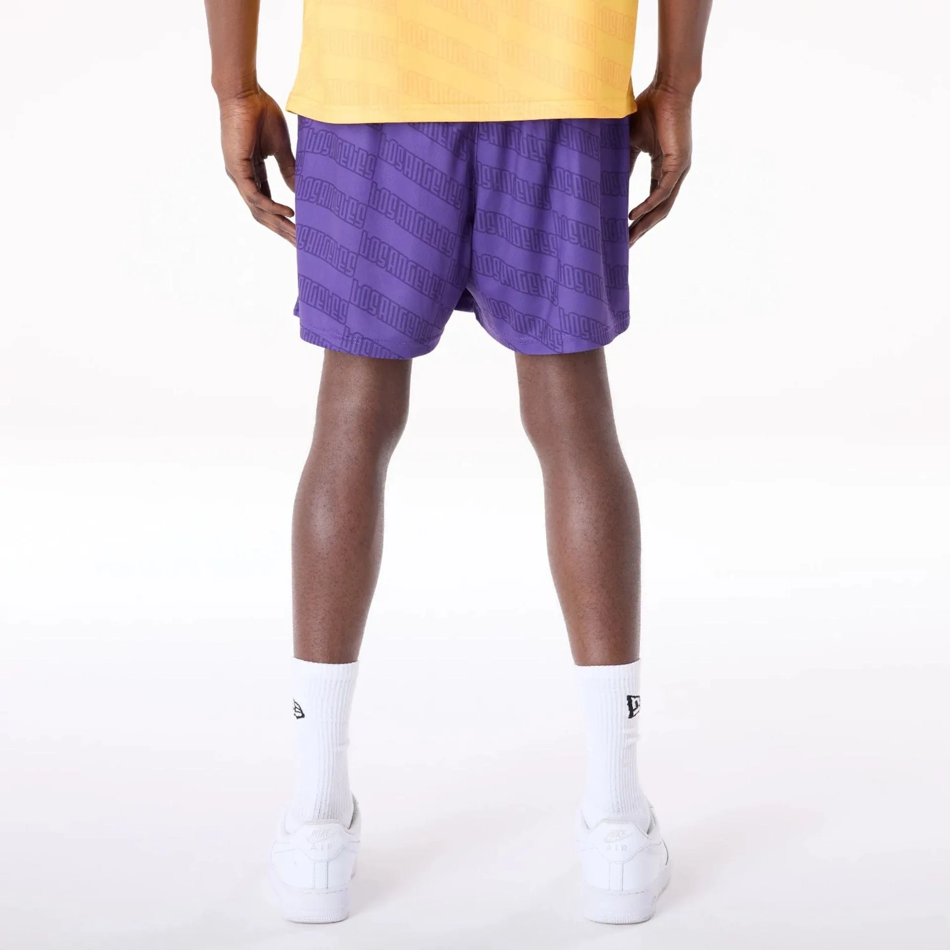 LA Lakers NBA All Over Print Graphic Purple Shorts Home Wear
