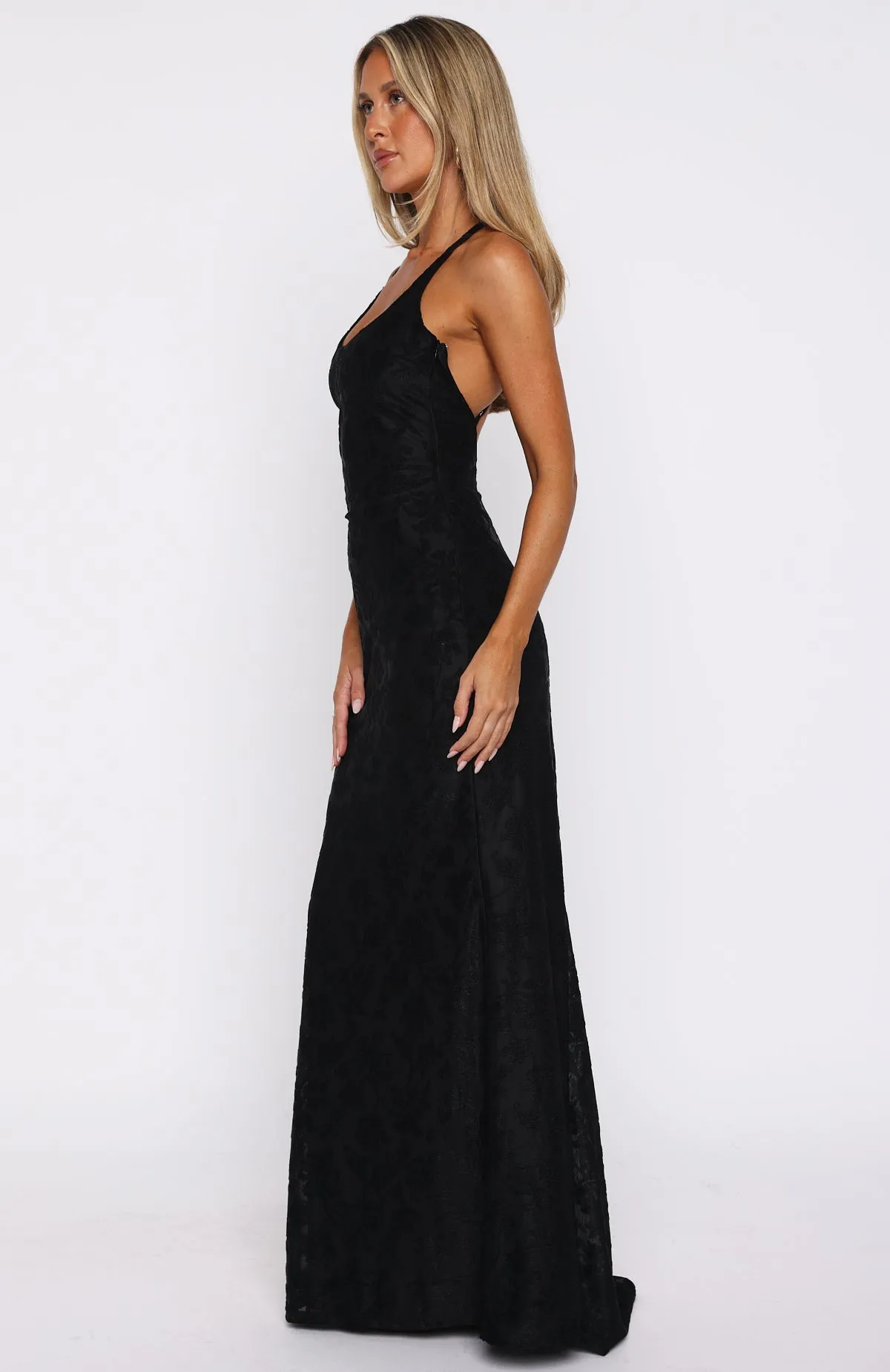 Slow Dance With Me Maxi Dress Black Easy Going Semi Fit