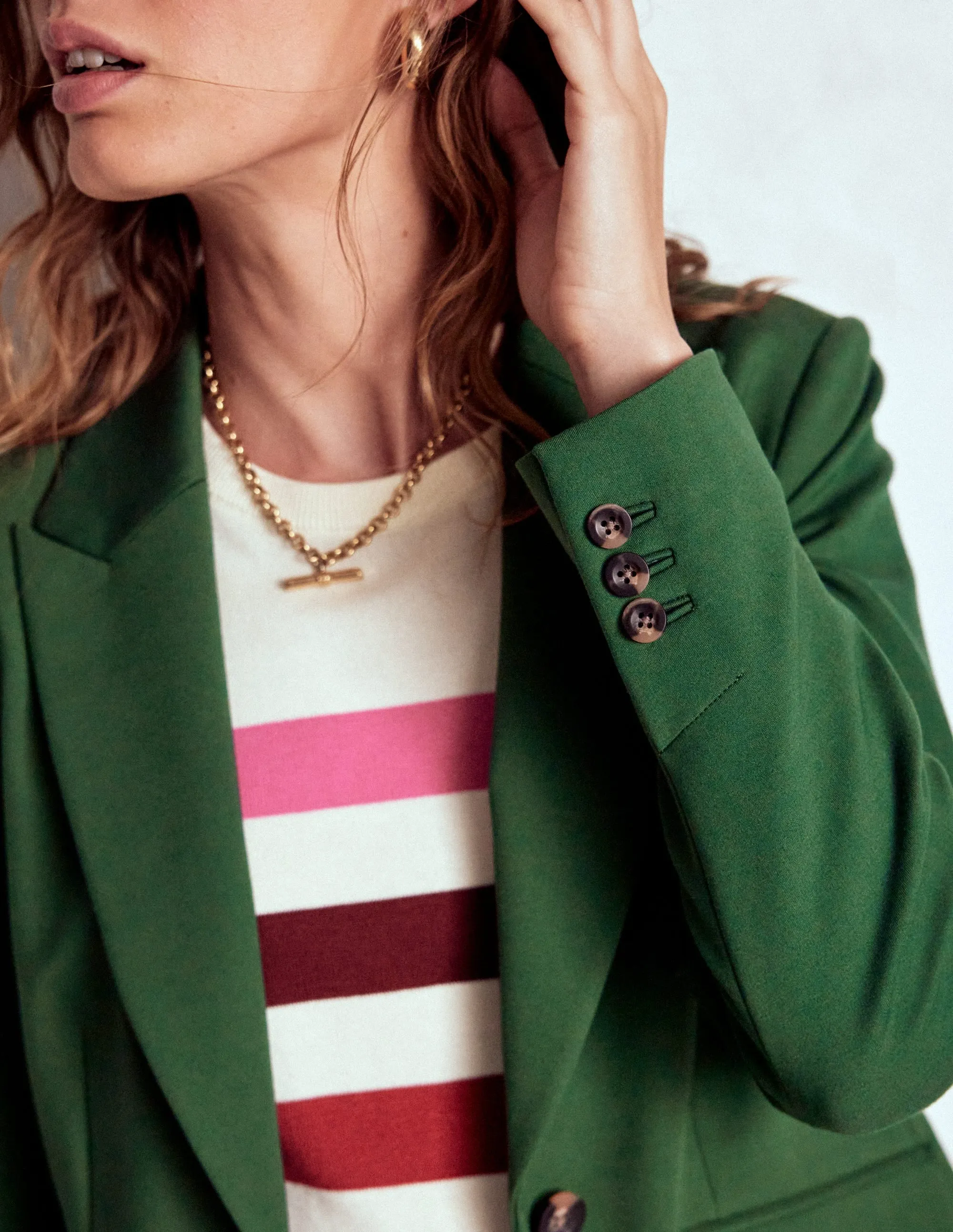 Marylebone Ponte Blazer-Hunter green Soft Fleece Lining