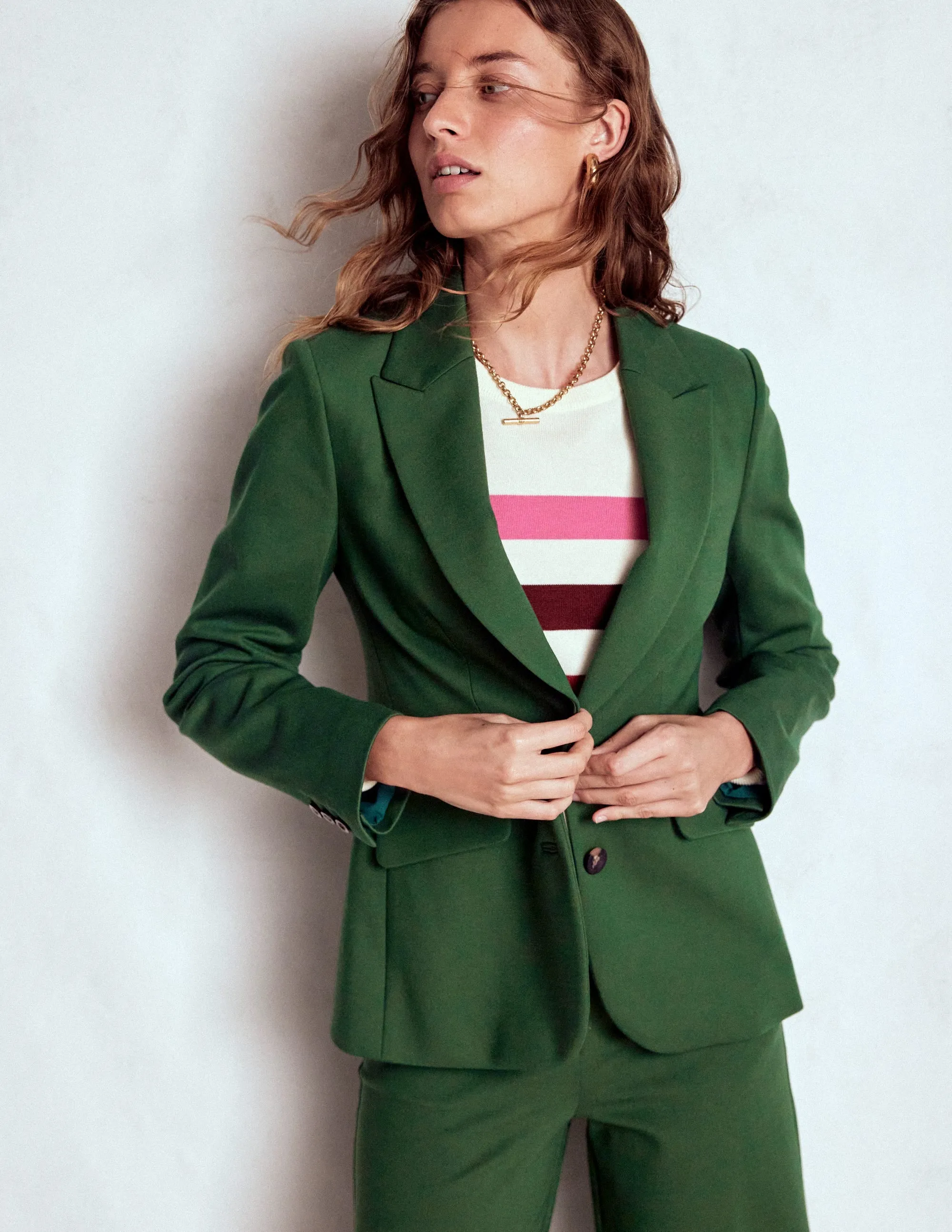 Marylebone Ponte Blazer-Hunter green Casual Trend