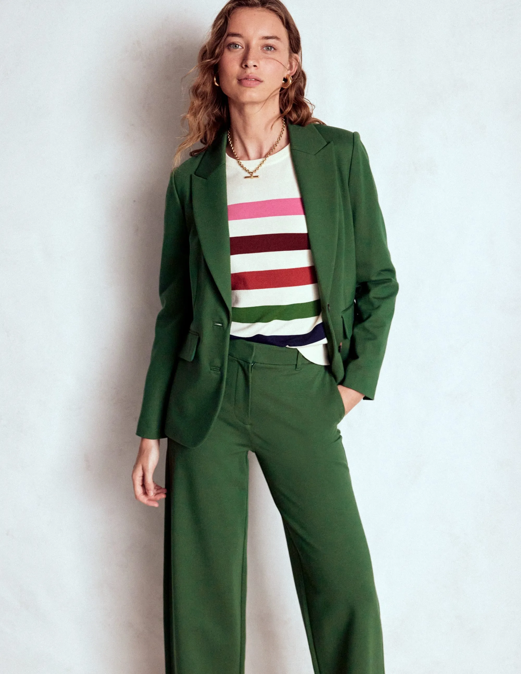 Sustainable Material SlipResistantFastenings Marylebone Ponte Blazer-Hunter green