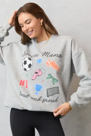 Still Glow SnagProofMaterial Soccer Mama Icons Light Grey Graphic Sweatshirt