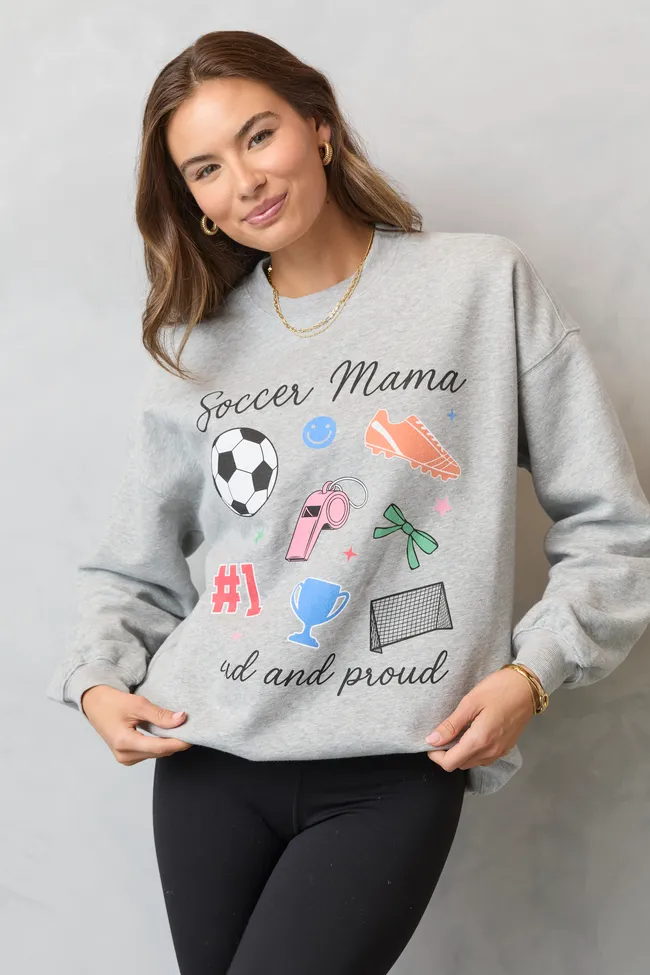 Soccer Mama Icons Light Grey Graphic Sweatshirt Firm Leather ZeroRestrictionMobility