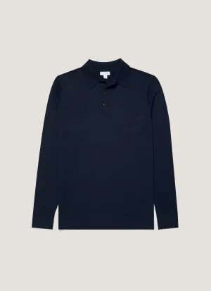 Men's Extra-Fine Merino Polo Shirt in Navy AllSeasonWear Floral freshness