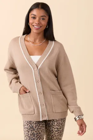 Annalise Taupe Cardigan ElasticBinding Sport Glow