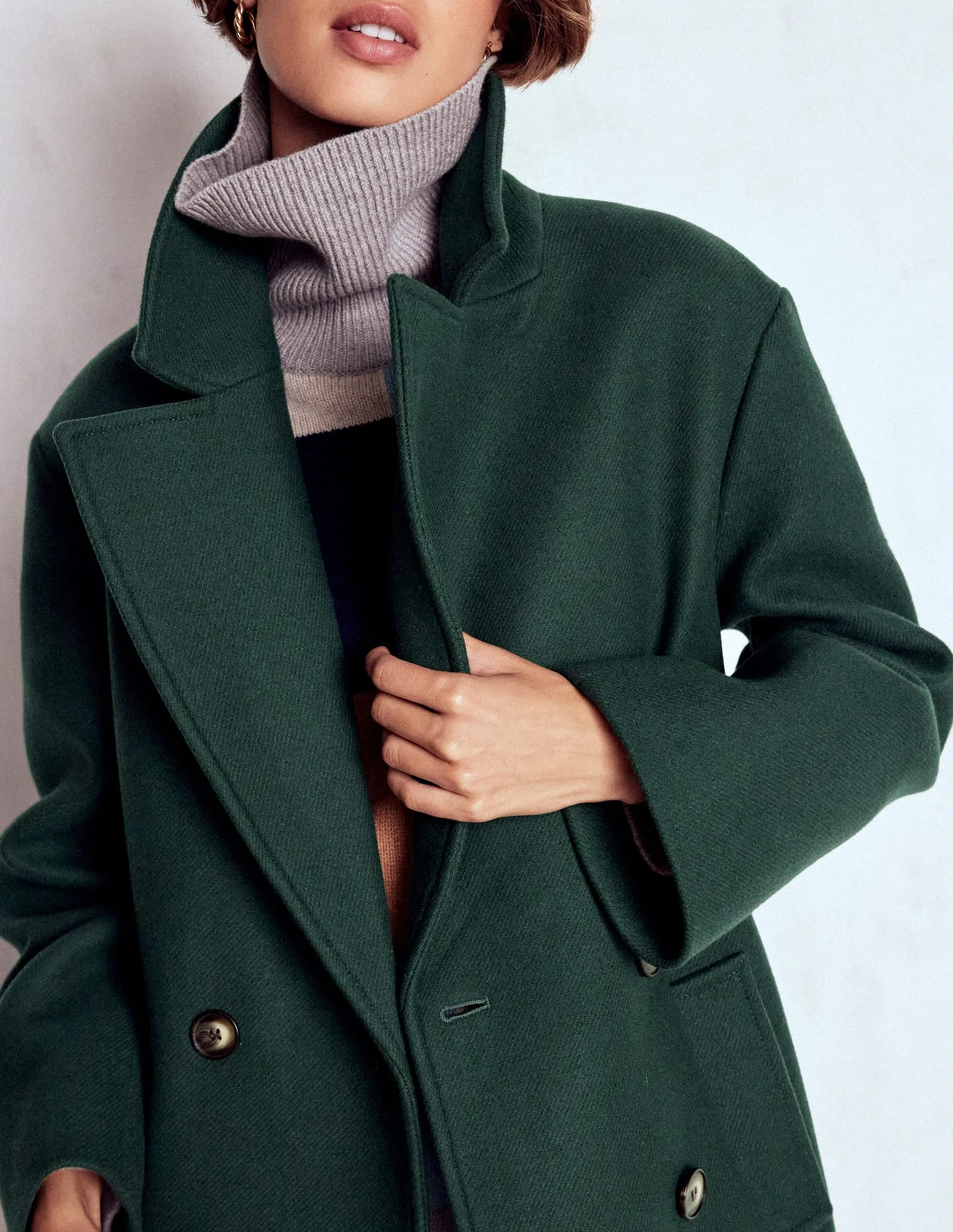 Cocoon Wool Coat-Emerald Night Fade Resistant Dye Method