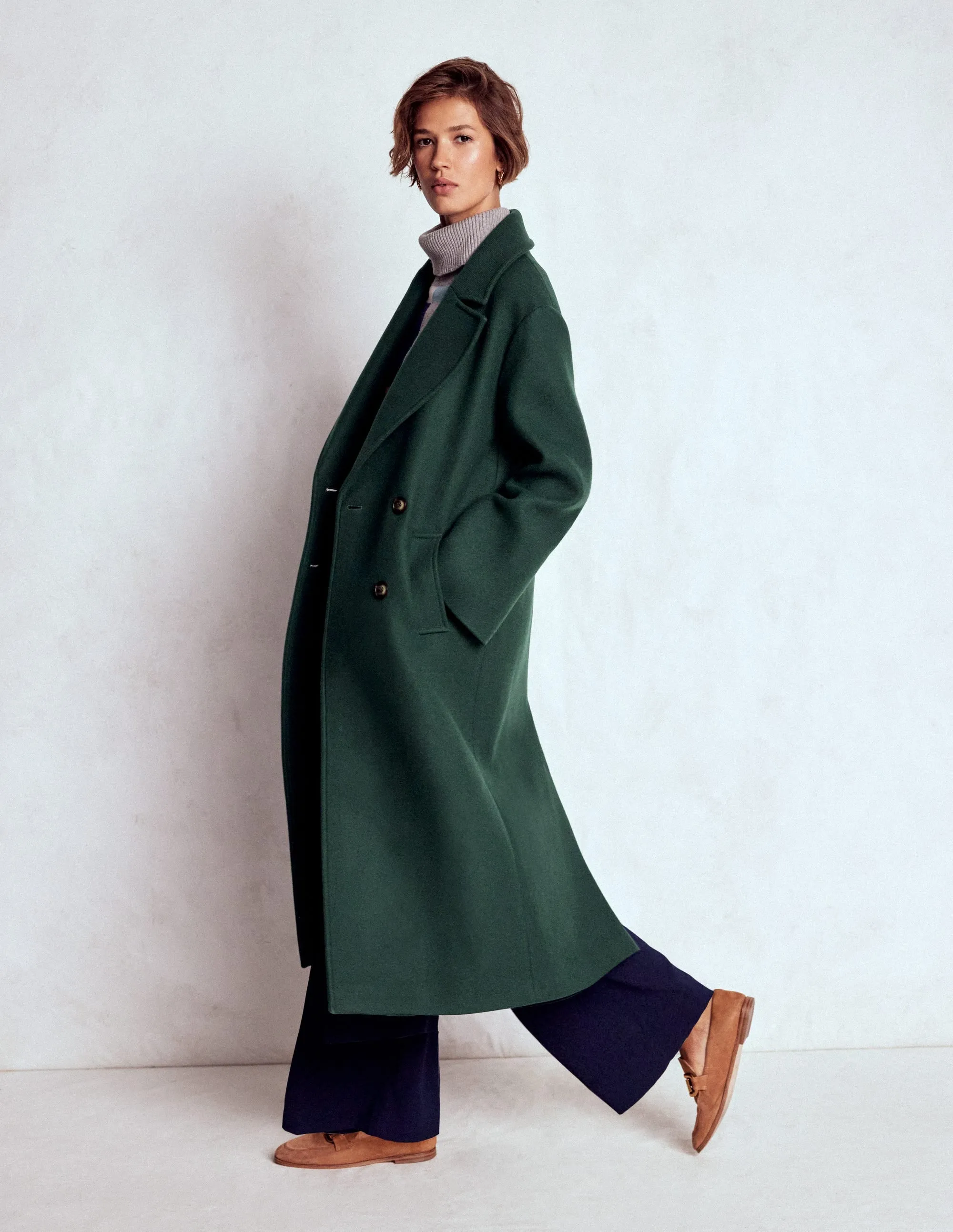 Cocoon Wool Coat-Emerald Night Stay Dry Interior