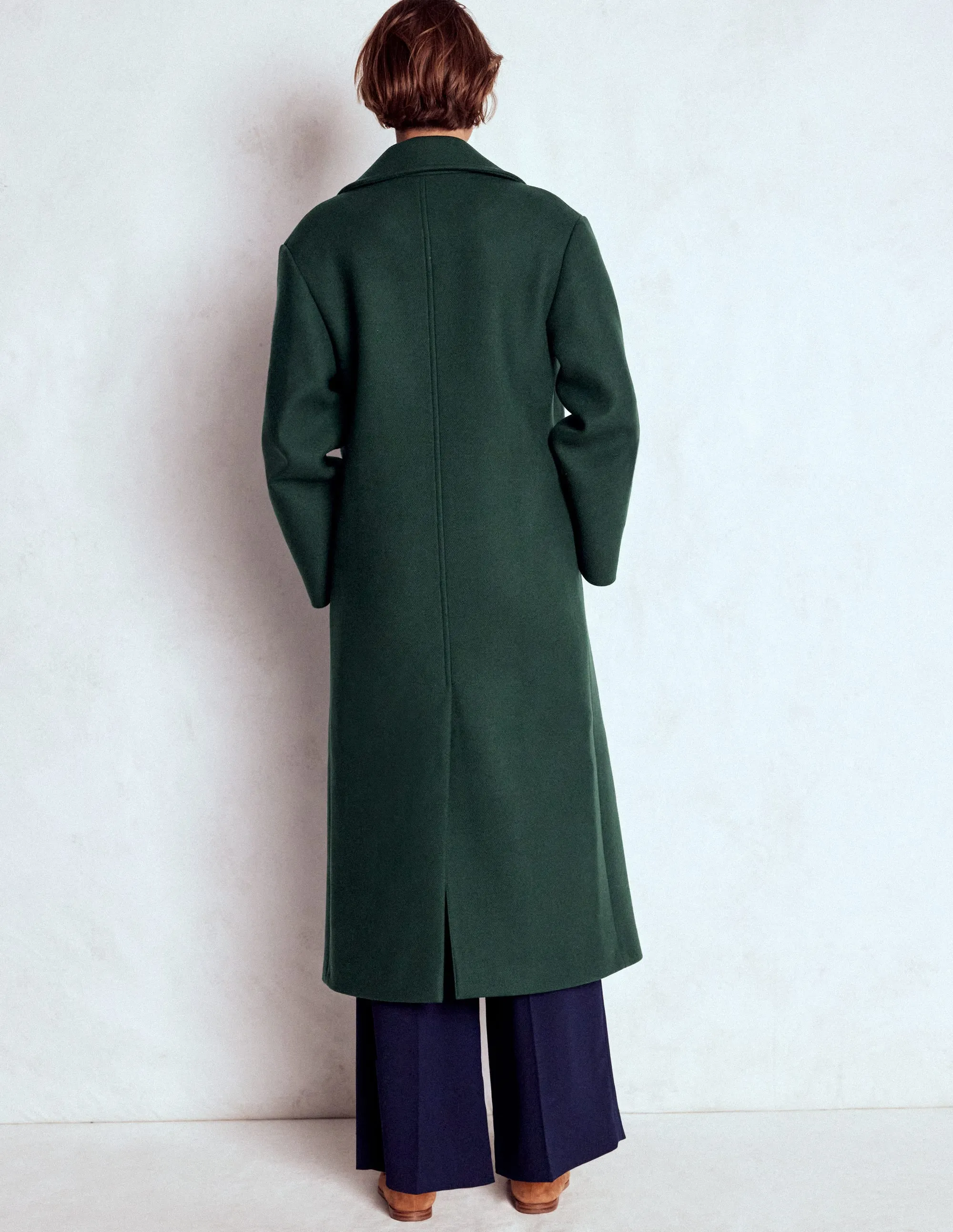 Trendy Feel Effortless Travel Wear Cocoon Wool Coat-Emerald Night