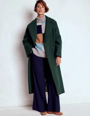 Cocoon Wool Coat-Emerald Night Abrasion Resistant Panels AdjustableHem