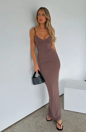 Only The Young Maxi Dress Mocha Sheer Element