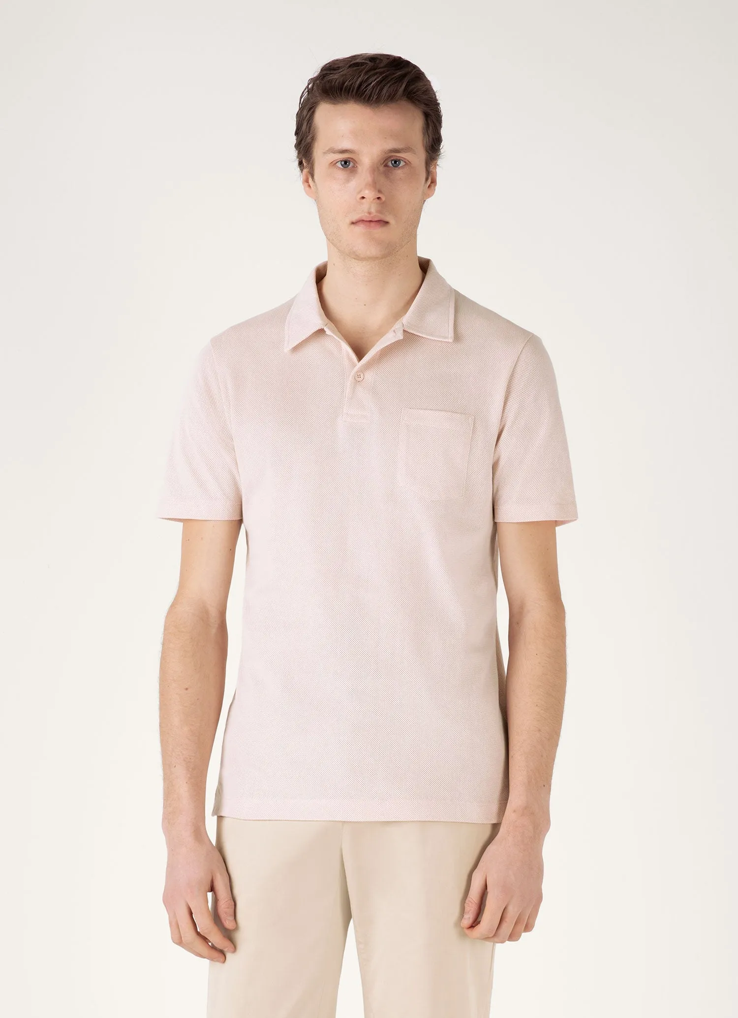 Breathable Yarn Composition Men's Riviera Polo Shirt in Pastel Pink
