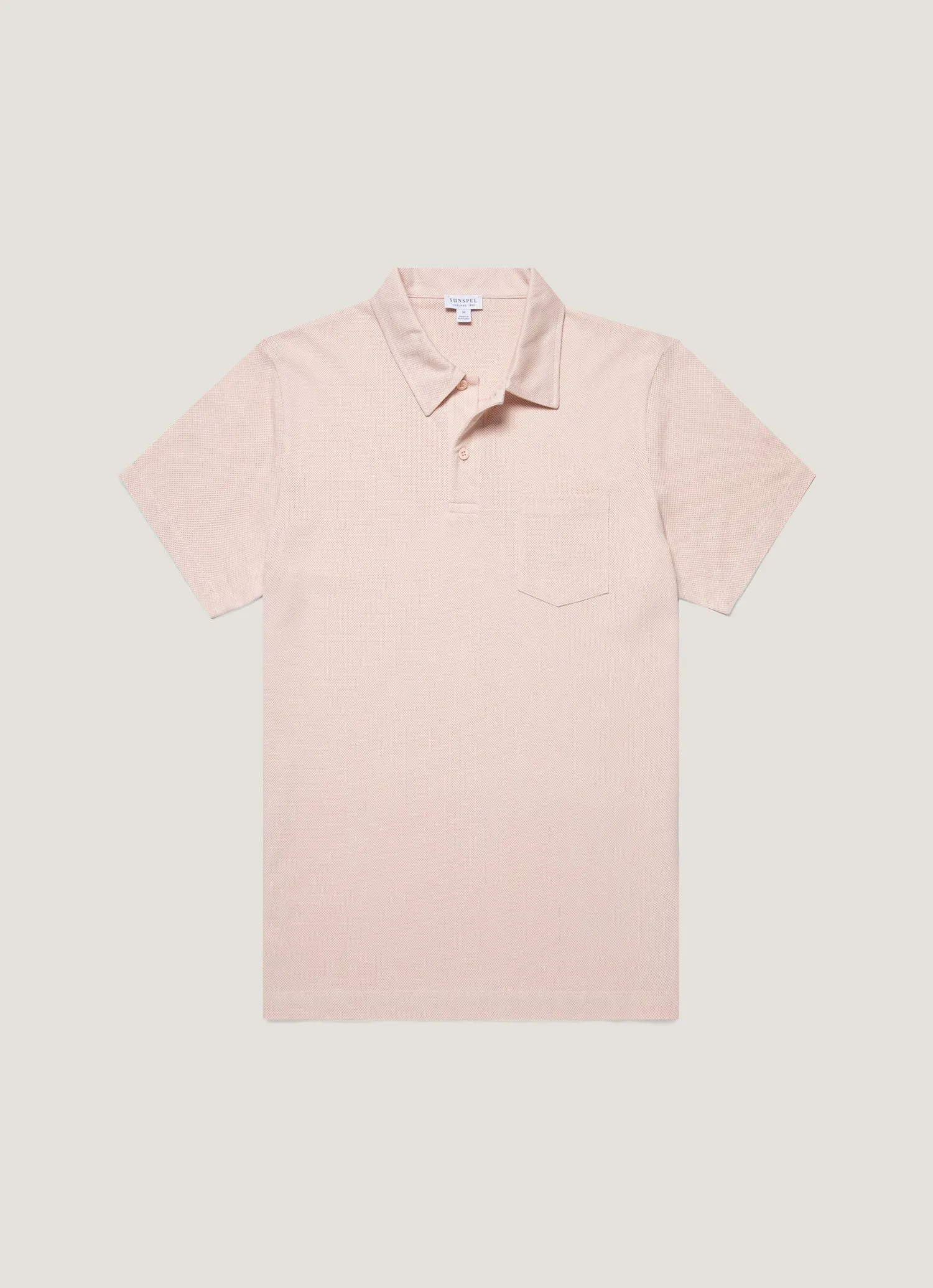 Men's Riviera Polo Shirt in Pastel Pink Soft Touch Texture Cozy Performance
