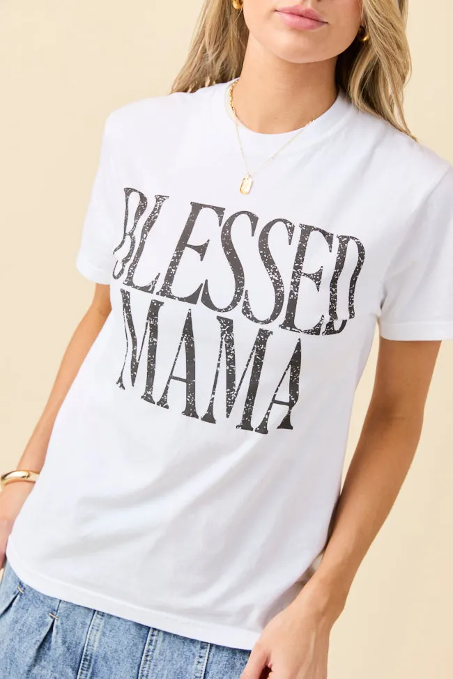 Blessed Mama White Graphic Tee Emily Fauver X Pink Lily Luxury Apparel Fire Core