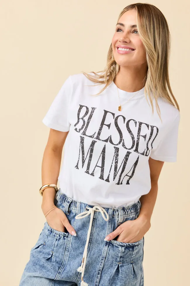 DoubleStitchReinforcement Blessed Mama White Graphic Tee Emily Fauver X Pink Lily