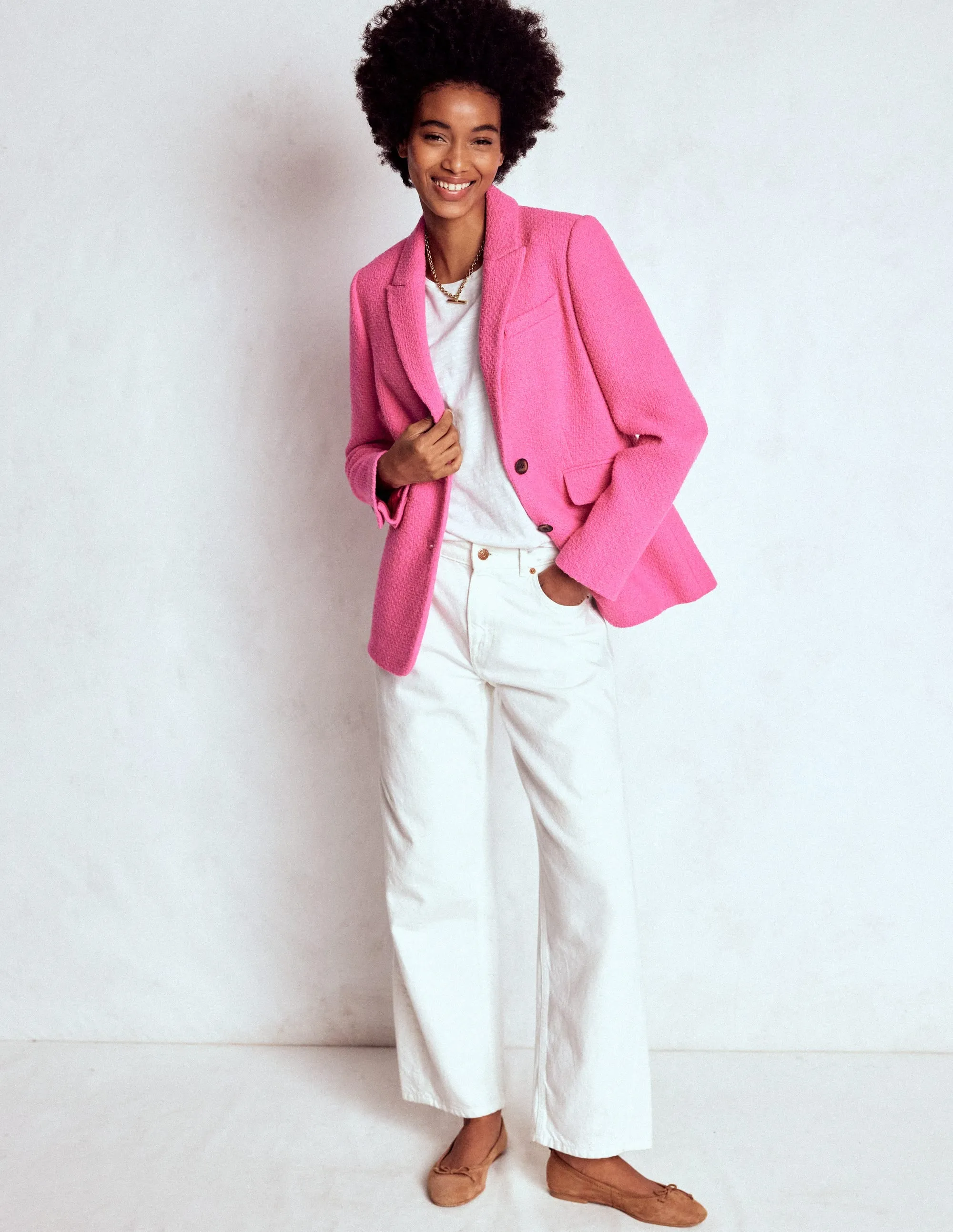 Stamford Texture Blazer-Pink Peony Durable AbrasionResistant Panels Adjustable Cuffs