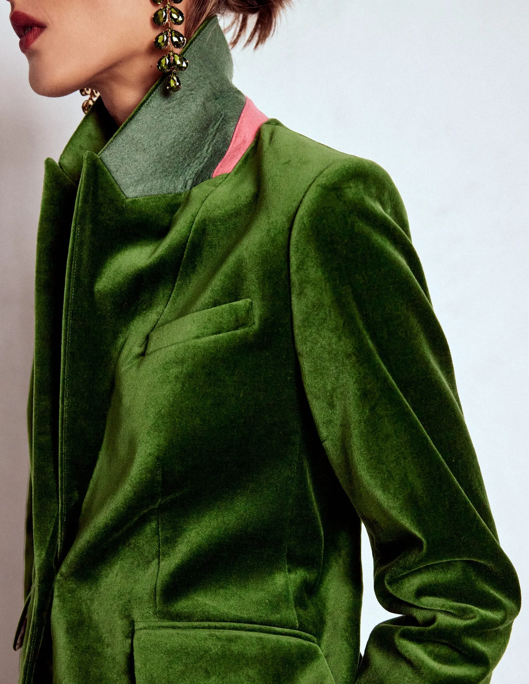 Stamford Velvet Blazer-Green Fir Anti Pilling Finish Utility Inspired Look