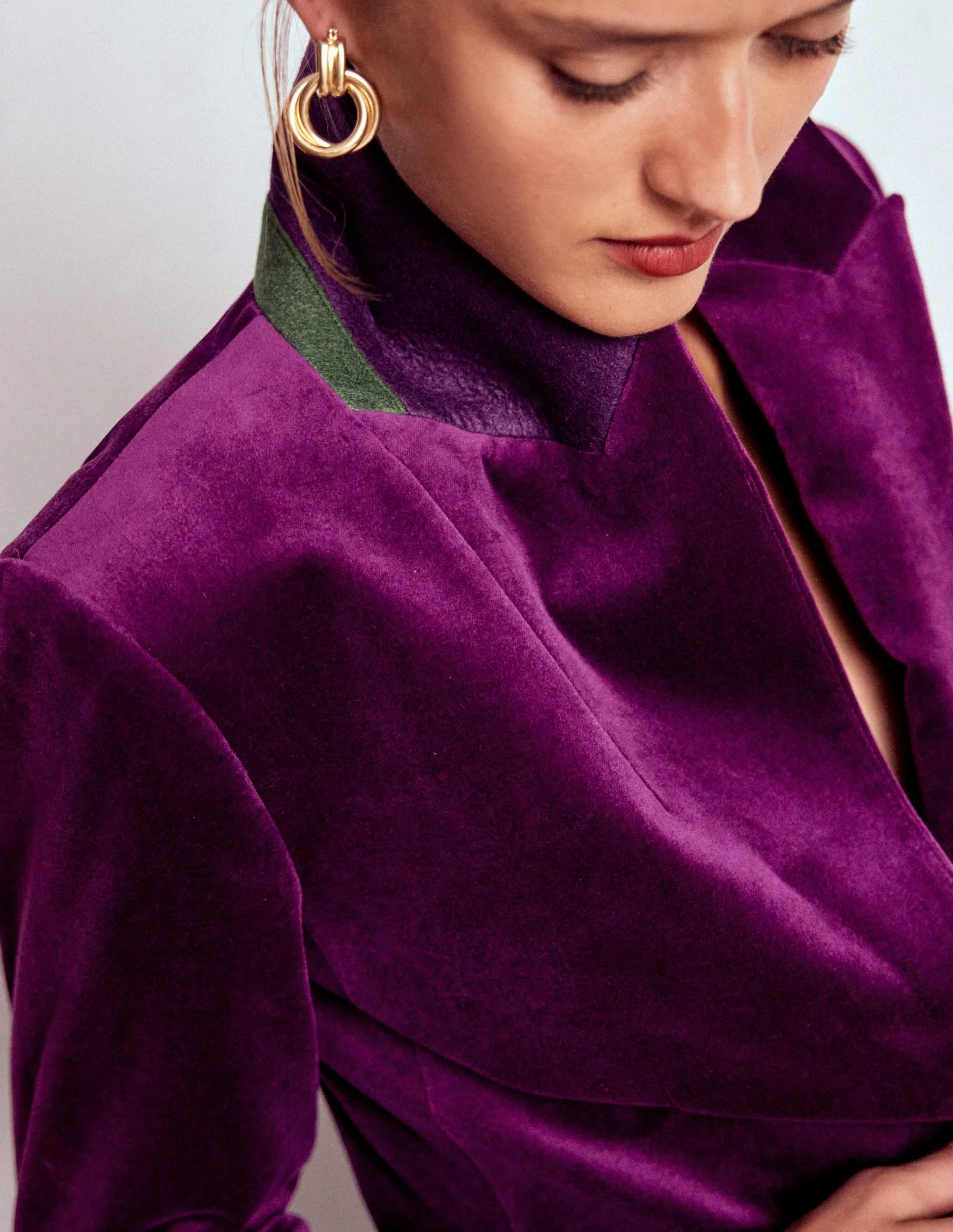 Stamford Velvet Blazer-Plum Jam Reflective Trim Cool Season