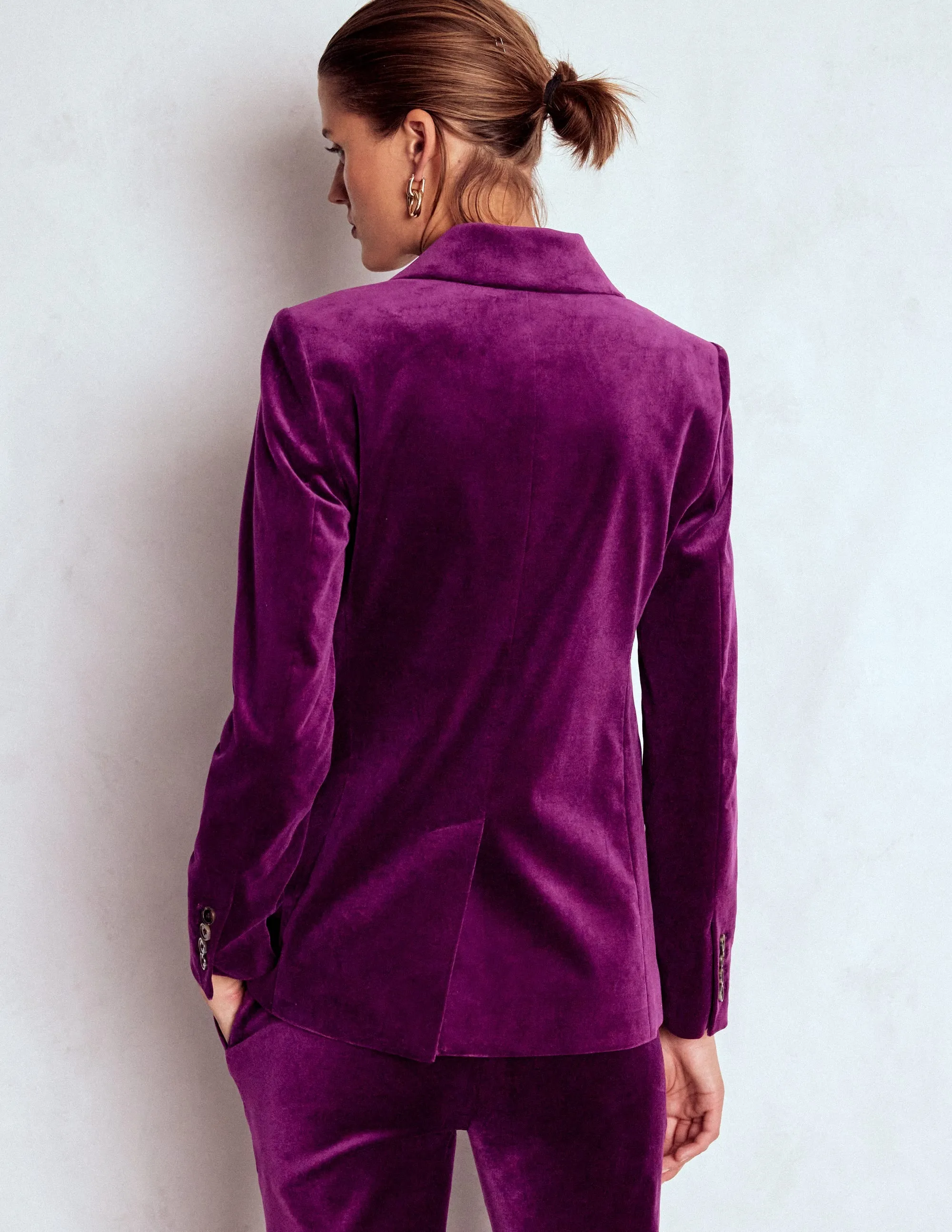 Durable Abrasion Resistant Stamford Velvet Blazer-Plum Jam