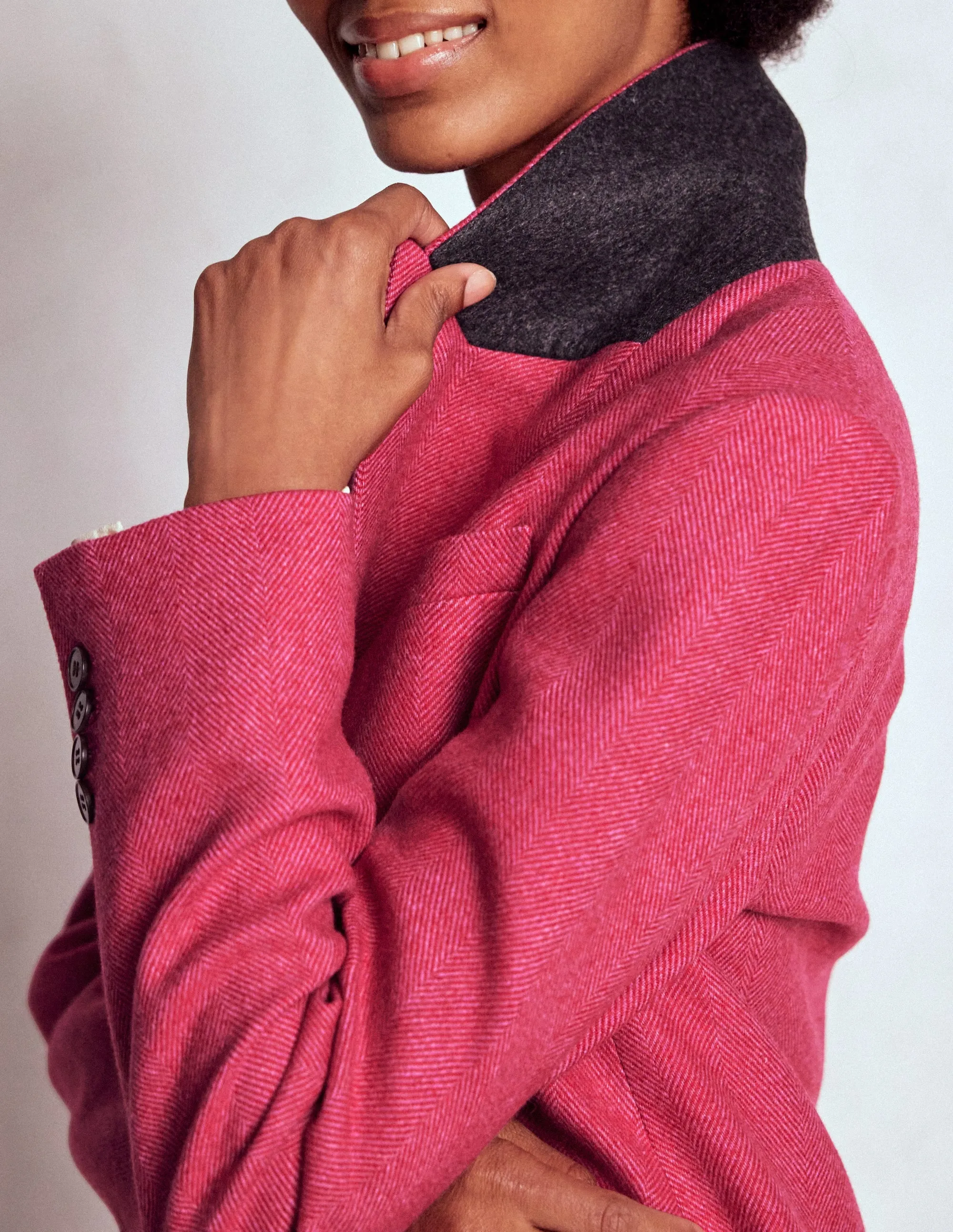 abrasion resistant coating Stamford Wool-Blend Blazer-Red and Pink Wide Herringbone