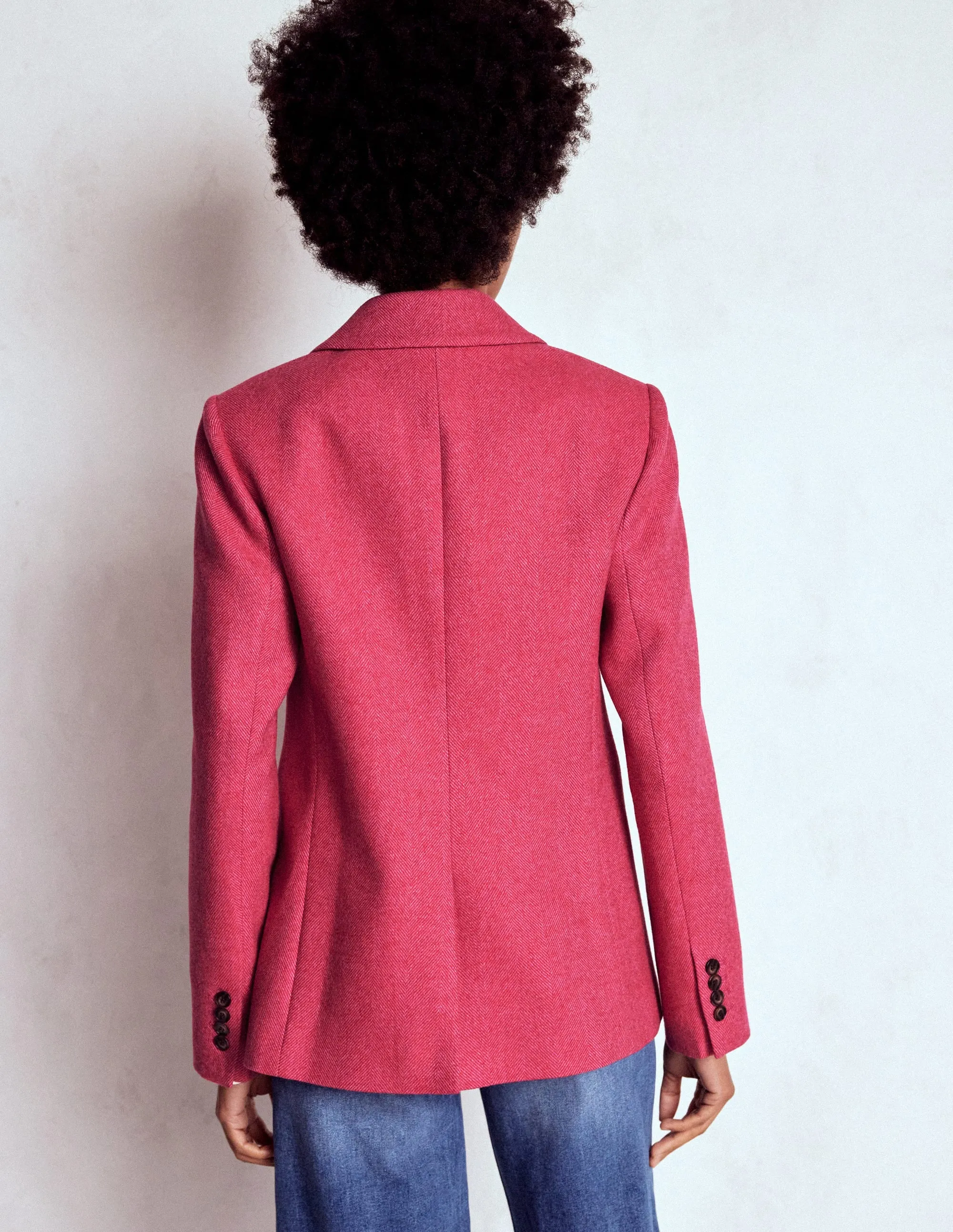 Mesh Ventilation Panels Essential City Look Stamford Wool-Blend Blazer-Red and Pink Wide Herringbone