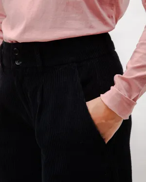 Anti Snag Fabric Corduroy Pleated Pants Black